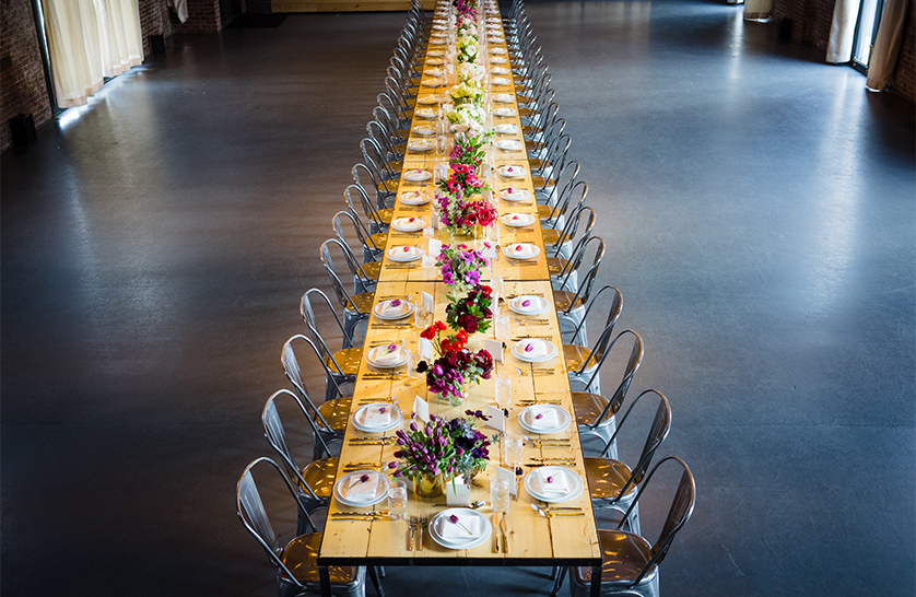 Bonbite catering 2018 Love Union Event table setting at The Green Building in Brooklyn NY