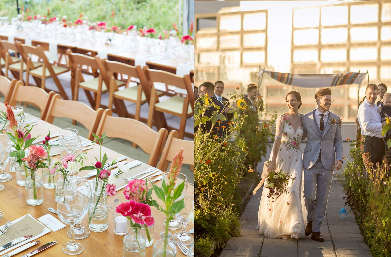 Summer sunset wedding at the Brooklyn Grange in hte Brooklyn Navy Yard