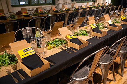 Food + tech dinner sponsored by GE table set up