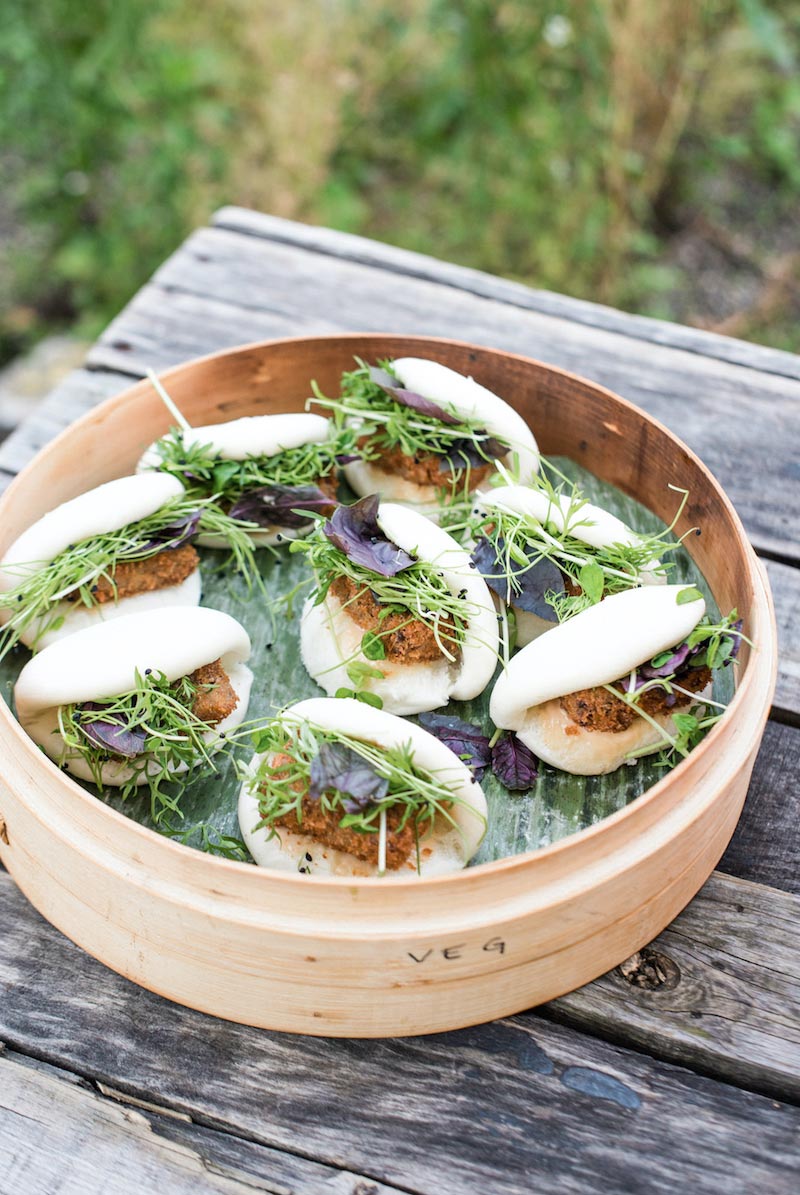 Bonbite fried eggplant bao with micro greens at the Brooklyn Grange at the Brooklyn Navy Yard